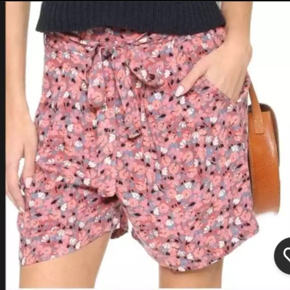 Free People Layla High Waist Tie Belt Flowy Boho Floral‎ Print Shorts M - Picture 12 of 14